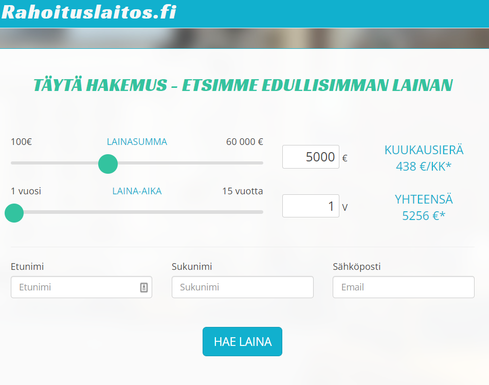 Rahoituslaitos.fi lainojen yhdistäminen